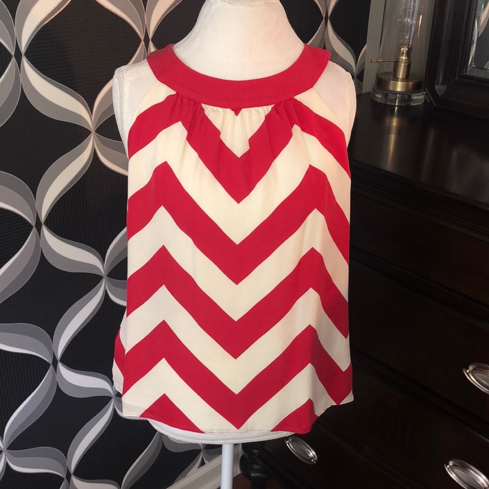 Vineyard Vines Red and White Chevron Top